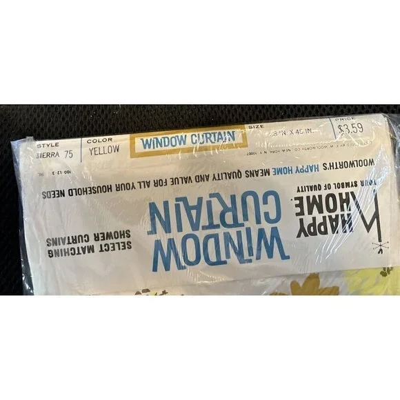 Vtg 1960's Vinyl Window Curtain Sierra Yellow 66 x 45 Inch Happy Home Woolworth - Picture 4 of 9